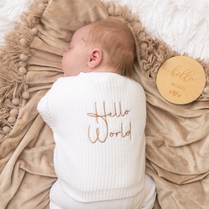 White 'Hello World' Knitted Cardigan