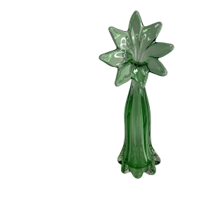 Vintage Green Glass Flower Shaped Swung Vase