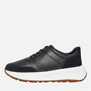FitFlop Womens F-Mode Leather/Suede Flatform Trainers Black