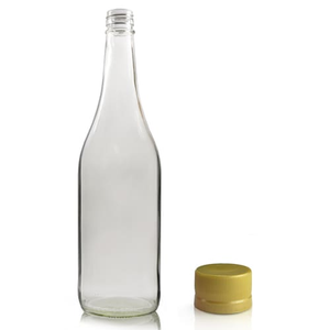 750ml Clear Glass Water Bottle With Screw Cap - Gold