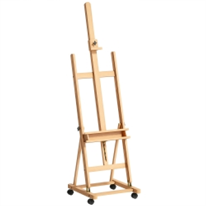 Vinsetto Caballete de Pintura Plegable de Madera 238 cm con Ruedas Altura Ajustable Bandeja Natural
