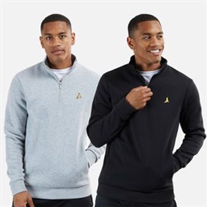 Brave Soul Mens Stilgar Two Pack 1/4 Zip Sweatshirts Black/Grey
