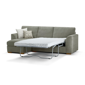 Eastley Left Hand Chaise Sofa Bed with Storage in Limoge Green Fabric with Beige Scatters