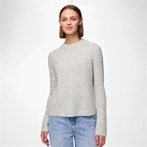 Pieces Womens Ellen Knitted Jumper Light Grey Melange