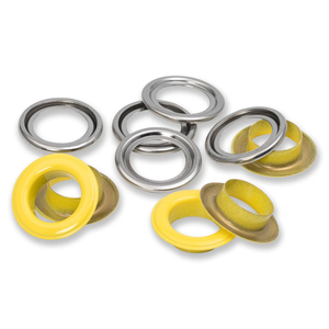 Boite de 15 oeillets avec rondelles 14 mm - Jaune