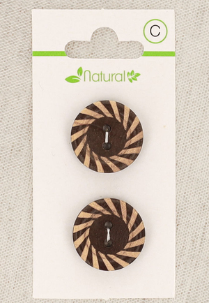 Carte de 2 boutons en bois bicolore 20 mm 2 trous - Fantaise