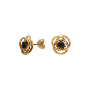 Pre-Owned 9ct Yellow Gold Sapphire Set Knot Stud Earrings