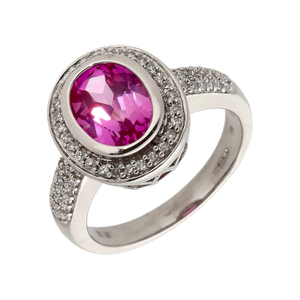Pre-Owned 9ct White Gold Pink Sapphire & Diamond Cluster Ring