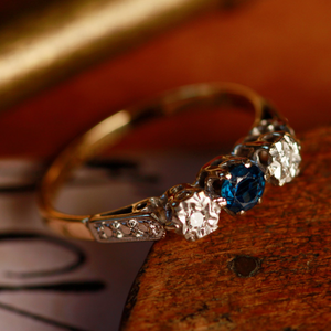 Pre-Owned Vintage Sapphire & Diamond Trilogy Ring