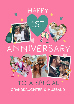 Special Granddaughter & Husband Photo Upload 1st Anniversary Card