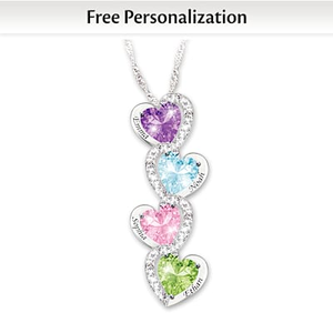 Birthstone With All My Heart Personalized Pendant Necklace