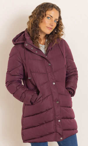 Anna Rose Hooded Puffer Coat - Rich/Burgundy