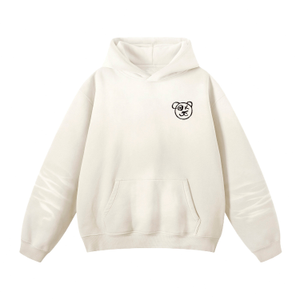 Graffiti Teddy Bear Cotton Cream Vintage Wash Hoodie (L)
