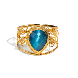 Vintage Blue Cat Eye Chunky Cuff Bracelet - Turquoise