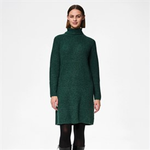 Pieces Womens Ellen High Neck Knitted Dress Trekking Green