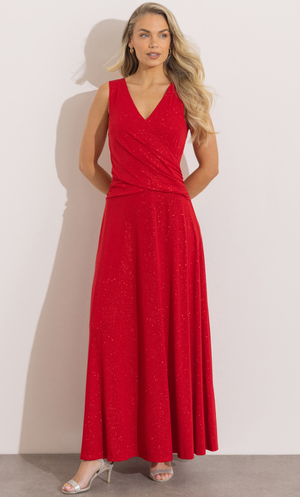 Shimmer Sleeveless Maxi Dress - Crimson