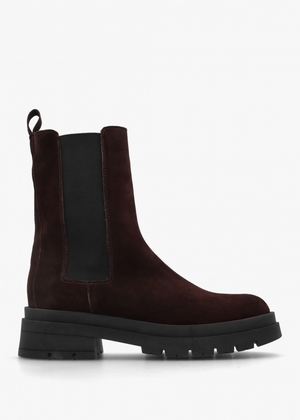 Brown Suede High Shalf Chunky Chelsea Boots