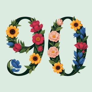 Moonpig Vintage Floral Illustrated 90th Birthday Card