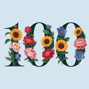 Moonpig Vintage Floral Illustrated 100th Birthday Card