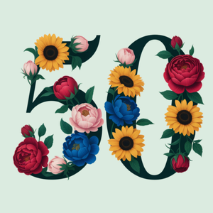 Moonpig Vintage Floral Illustrated 50th Birthday Card