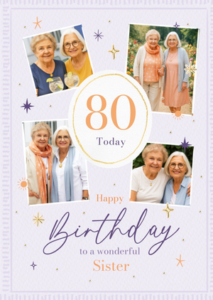 Wonderful Sister Photo Upload 80th Birthday Card
