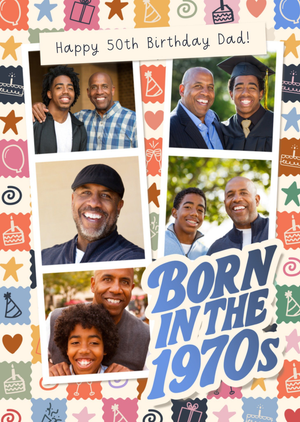 Born In The 1970s Photo Upload Dad Birthday Card