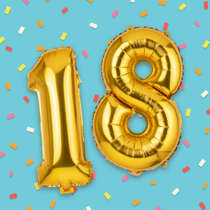 Moonpig Gold Balloons & Confetti 18th Birthday Card