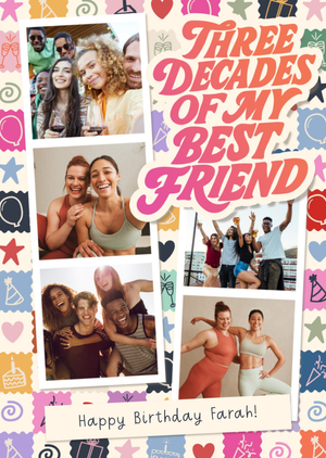 3 Decades Of My Best Friend Photo Upload Birthday Card