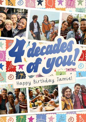 4 Decades Of You Photo Upload Birthday Card
