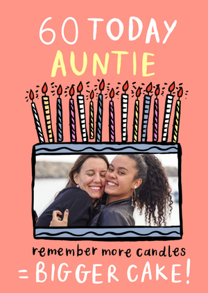Bigger Cake Photo Upload Auntie 60th Birthday Card