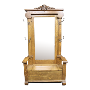 American Empire Quarter-Sawn Oak Hall Seat