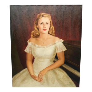 1940s Portrait Painting of a Debutante by Zanna Anderson