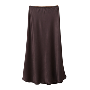 Brown Bias Cut Satin Skirt (one size)
