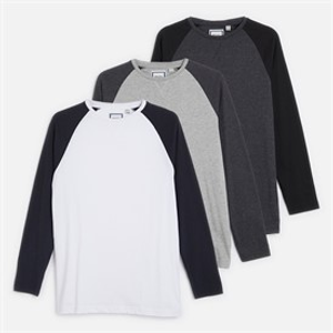Brave Soul Boys Three Pack Raglan T-Shirts Multi