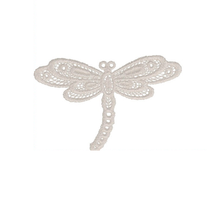 Écusson thermocollant libellule dentelle - Blanc