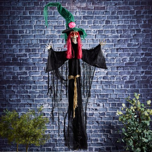 1.5m Light Up Hanging Witch With Green Hat