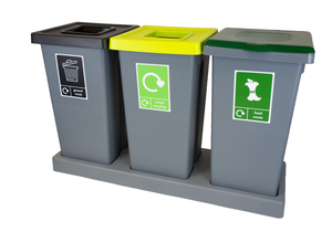 3 x 75L Fitbin Recycling Station with Tray