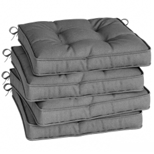 Outsunny Conjunto de Cojines para Sillas de Comedor y Jardín Impermeable con 2 Amarres de Fijación 42x42x5 cm Gris Oscuro