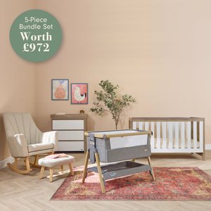 Modena Nursery Bundle With CoZee Bedside Crib (5 Piece)