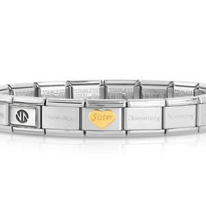 Classic Gold Sister Heart Charm Bracelet