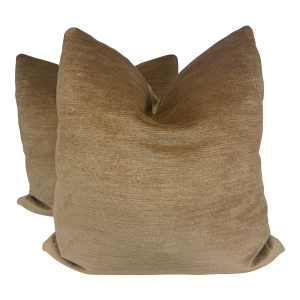 Schumacher "Antique Linen Velvet" in Antelope 22" Pillows-a Pair