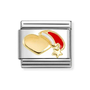 Classic Gold Heart with Santa Hat Charm