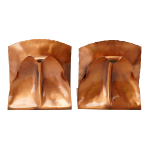 Pair of Vintage Solid Copper Leaf Bookends