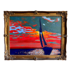 George T. Chakos Fine Art "Sunset Sail" Oil on Canvas