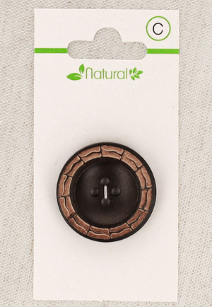 Carte de 1 bouton en bois bicolore 28 mm 4 trous - Rond