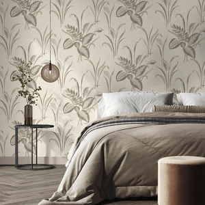 Belgravia Decor Palma Bold Leaf Mocha/Champagne Metallic Wallpaper - 9009