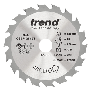 CSB/12518T - Trend Wood Cordless Circular Saw Blade 125mm x 20mm x 18T