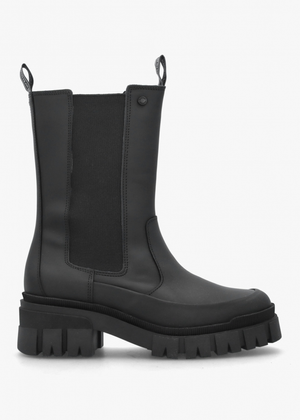 Sidneigh Black Rubberized Leather Chelsea Boots