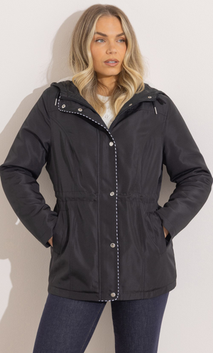Teddy Lined Hooded Jacket - Black