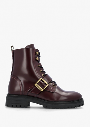 Ouseburne Cherry Glace Leather Biker Boots